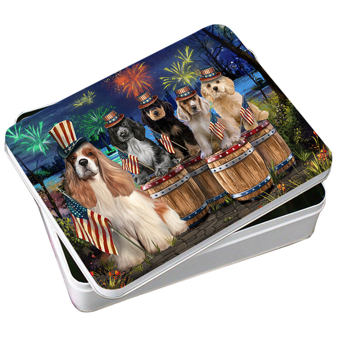 4th of July Independence Day Fireworks Cocker Spaniels at the Lake Photo Storage Tin PITN51029
