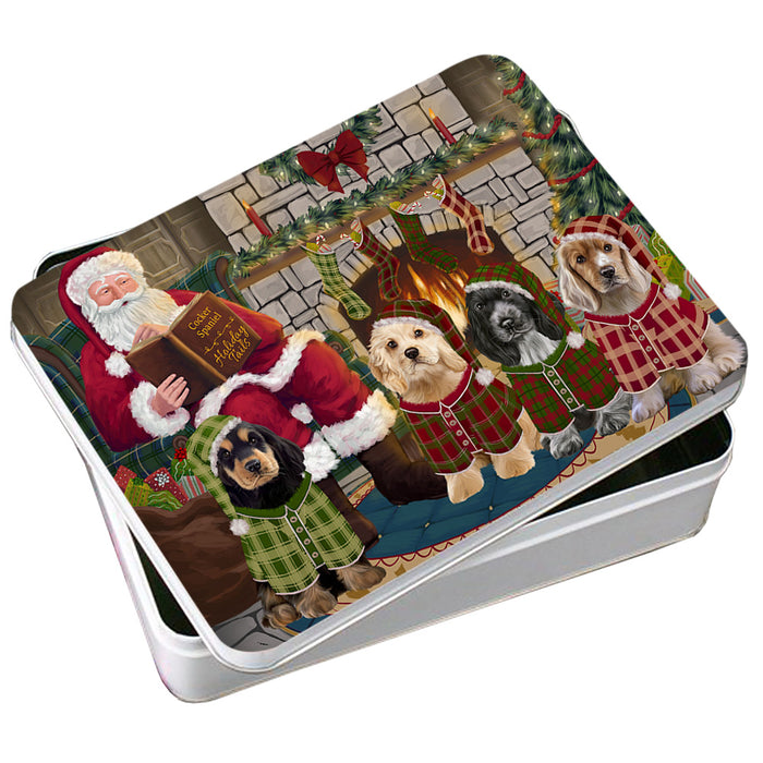 Christmas Cozy Holiday Tails Cocker Spaniels Dog Photo Storage Tin PITN55062