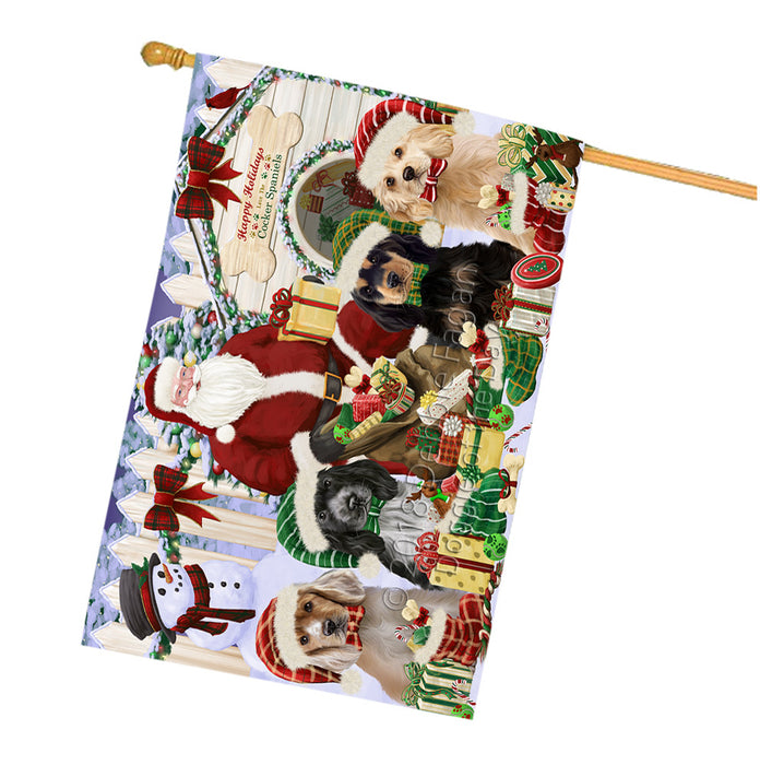 Christmas Dog House Cocker Spaniels Dog House Flag FLG52682