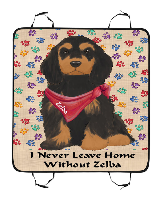 Personalized I Never Leave Home Paw Print Cocker Spaniel Dogs Pet Back Car Seat Cover