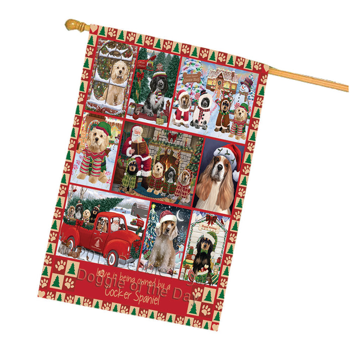 Love is Being Owned Christmas Cocker Spaniel Dogs House Flag FLG66058