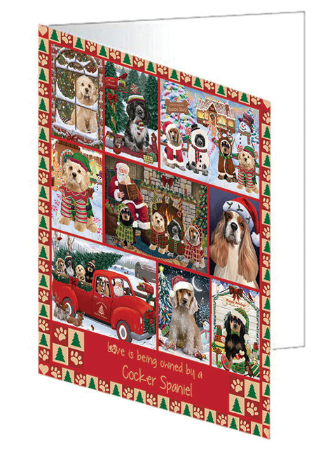 Love is Being Owned Christmas Cocker Spaniel Dogs Handmade Artwork Assorted Pets Greeting Cards and Note Cards with Envelopes for All Occasions and Holiday Seasons GCD78884