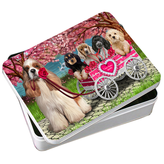 I Love Cocker Spaniel Dog in a Cart Art Portrait Photo Storage Tin PITN52727