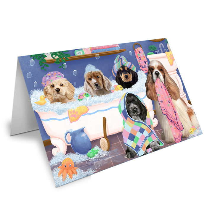 Rub A Dub Dogs In A Tub Cocker Spaniels Dog Handmade Artwork Assorted Pets Greeting Cards and Note Cards with Envelopes for All Occasions and Holiday Seasons GCD74864