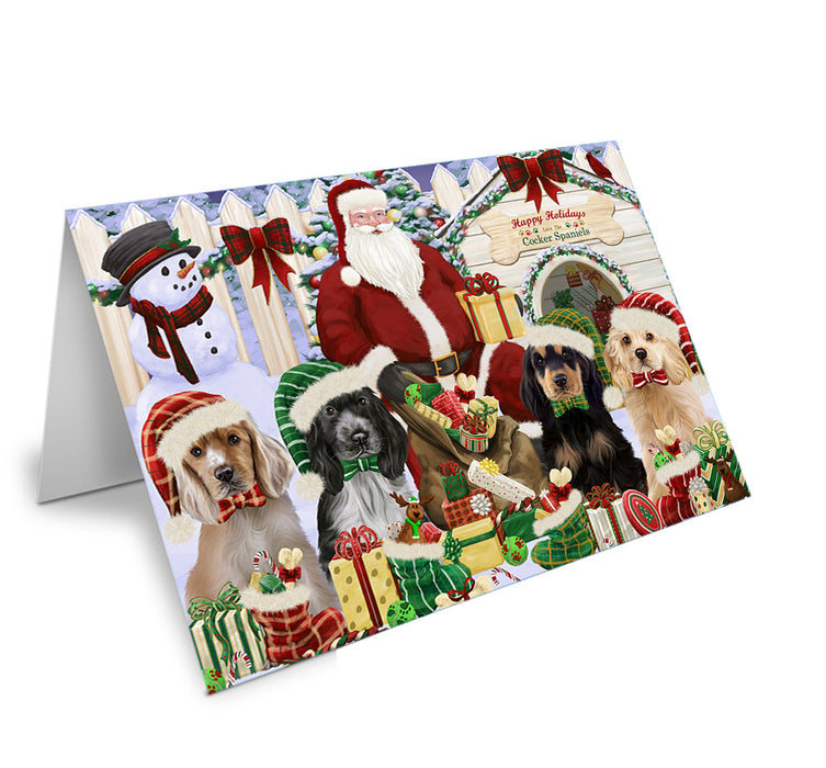 Christmas Dog House Cocker Spaniels Dog Handmade Artwork Assorted Pets Greeting Cards and Note Cards with Envelopes for All Occasions and Holiday Seasons GCD61832