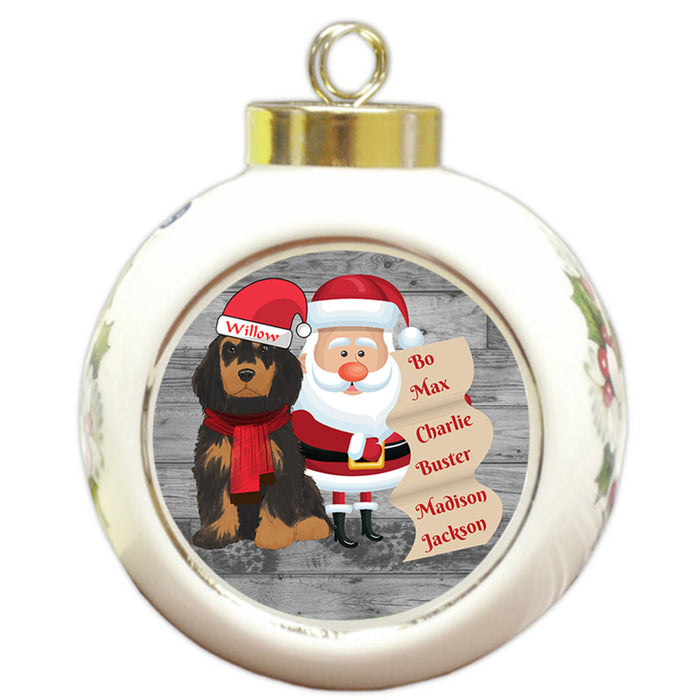 Custom Personalized Santa with Cocker Spaniel Dog Christmas Round Ball Ornament