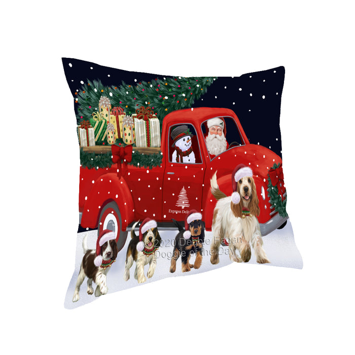 Christmas Express Delivery Red Truck Running Cocker Spaniel Dogs Pillow PIL86056