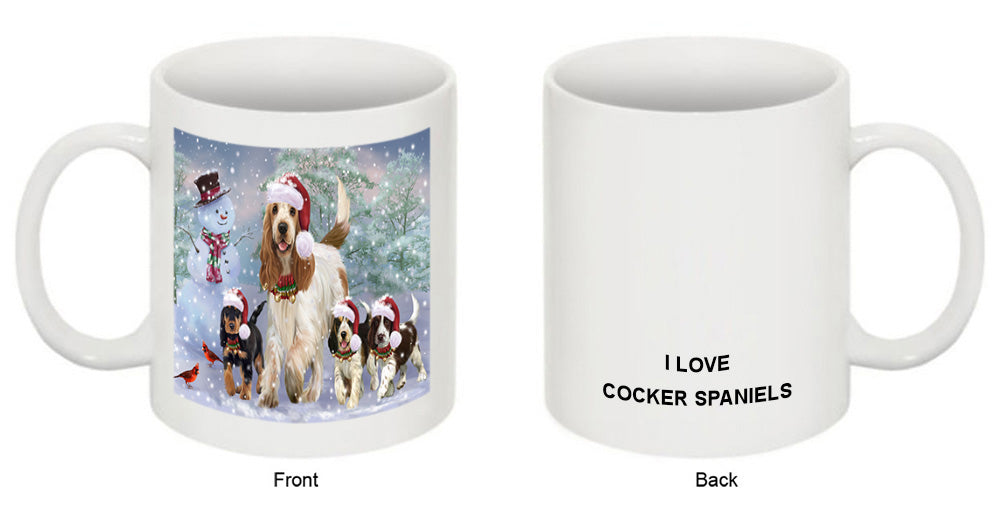 Christmas Running Family Cocker Spaniels Dog Coffee Mug MUG50865