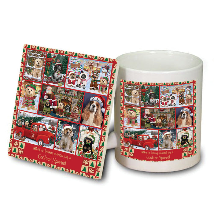 Love is Being Owned Christmas Cocker Spaniel Dogs Mug and Coaster Set MUC57211