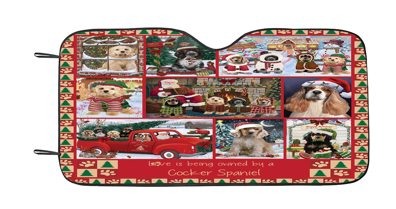 Love is Being Owned Christmas Cocker Spaniel Dogs Car Sun Shade