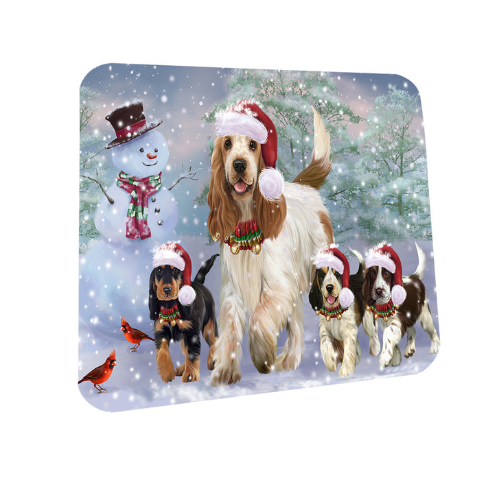 Christmas Running Family Cocker Spaniels Dog Coasters Set of 4 CST55425