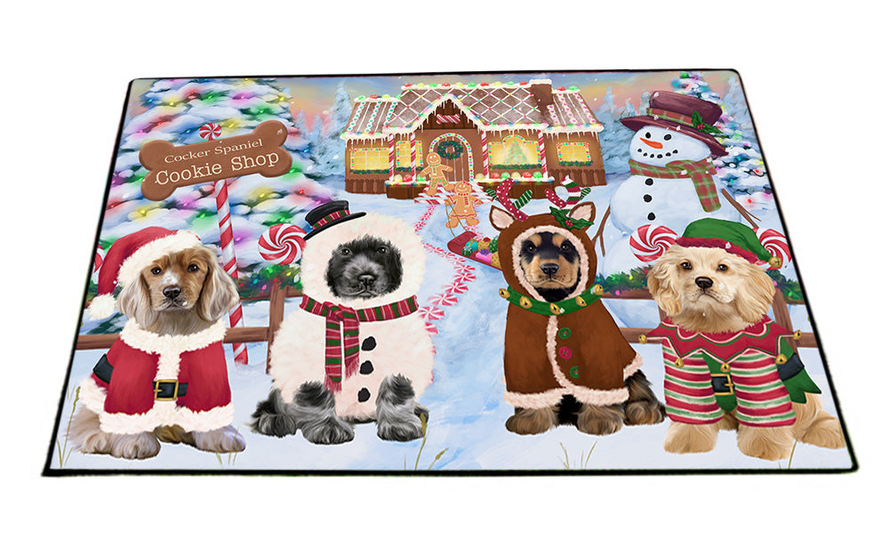 Holiday Gingerbread Cookie Shop Cocker Spaniels Dog Floormat FLMS53232
