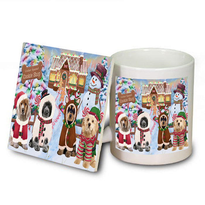 Holiday Gingerbread Cookie Shop Cocker Spaniels Dog Mug and Coaster Set MUC56387