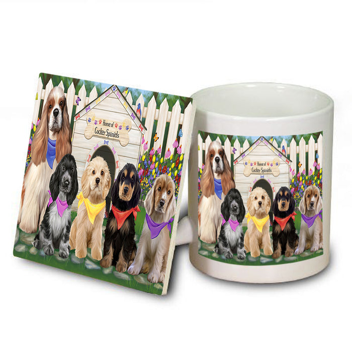 Spring Dog House Cocker Spaniels Dog Mug and Coaster Set MUC52145