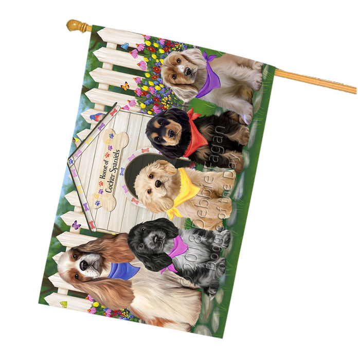 Spring Dog House Cocker Spaniels Dog House Flag FLG52286