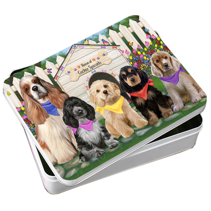 Spring Dog House Cocker Spaniels Dog Photo Storage Tin PITN52205