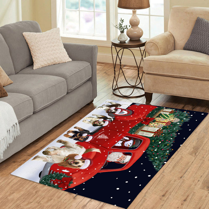 Christmas Express Delivery Red Truck Running Cocker Spaniel Dogs Polyester Area Rug ARUG62862