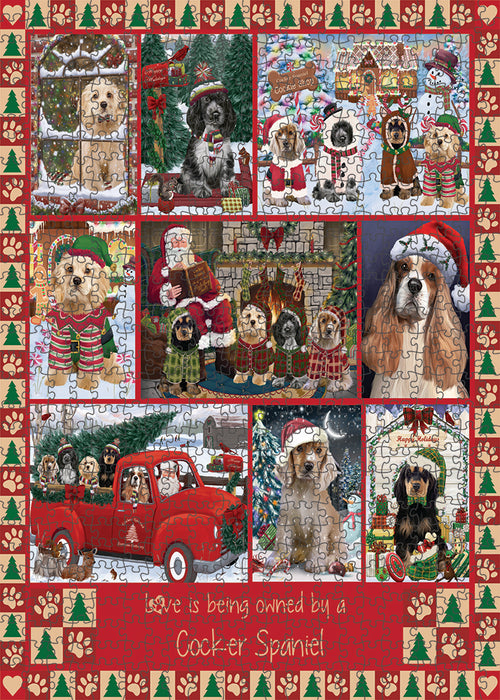 Love is Being Owned Christmas Cocker Spaniel Dogs Puzzle with Photo Tin PUZL99352