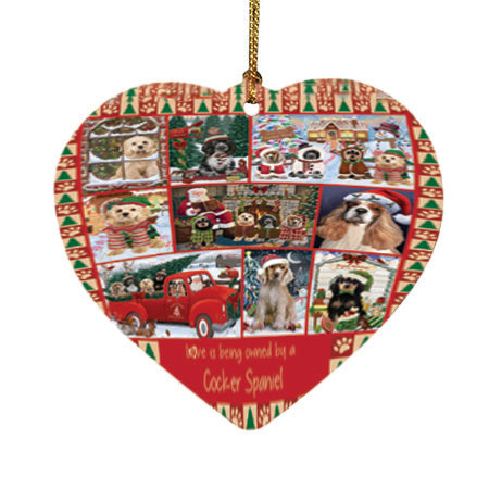 Love is Being Owned Christmas Cocker Spaniel Dogs Heart Christmas Ornament HPOR57846