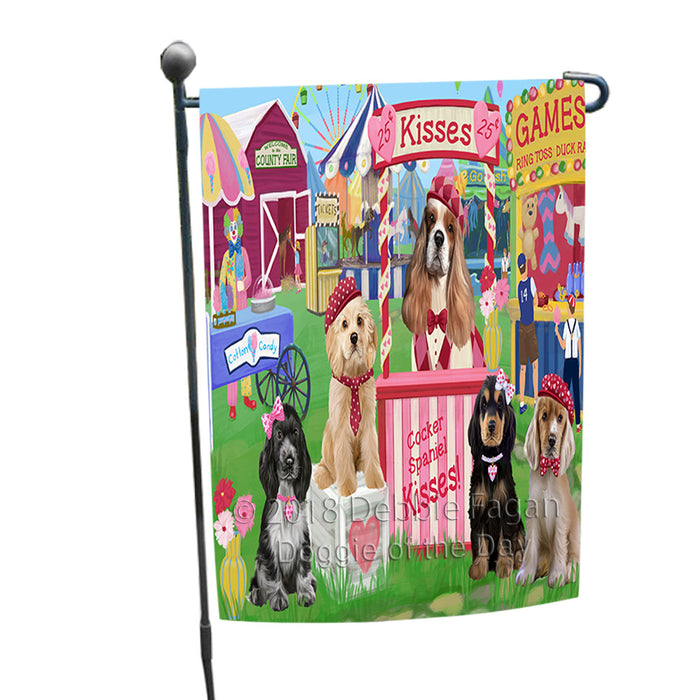 Carnival Kissing Booth Cocker Spaniels Dog Garden Flag GFLG56378