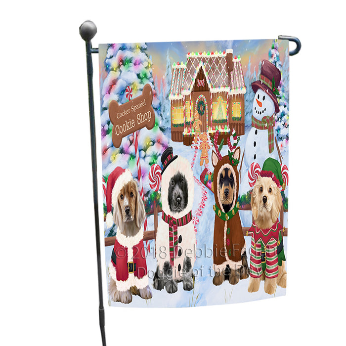 Holiday Gingerbread Cookie Shop Cocker Spaniels Dog Garden Flag GFLG56943