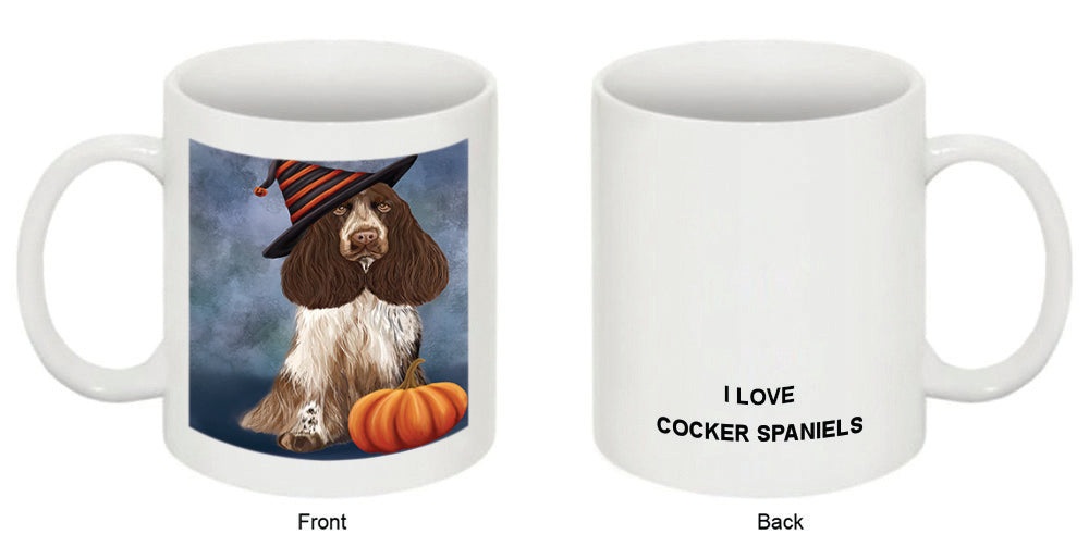 Happy Halloween Cocker Spaniel Dog Wearing Witch Hat with Pumpkin Coffee Mug MUG50290
