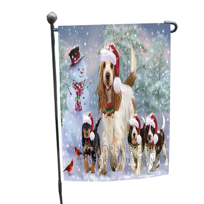 Christmas Running Family Cocker Spaniels Dog Garden Flag GFLG55760