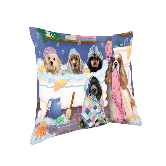 Rub A Dub Dogs In A Tub Cocker Spaniels Dog Pillow PIL81424