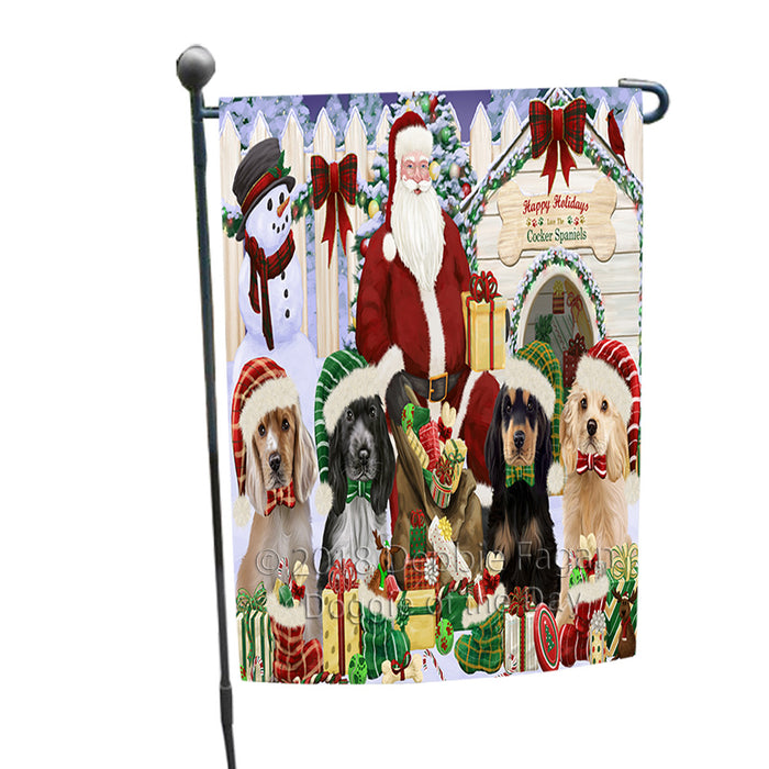 Christmas Dog House Cocker Spaniels Dog Garden Flag GFLG52546