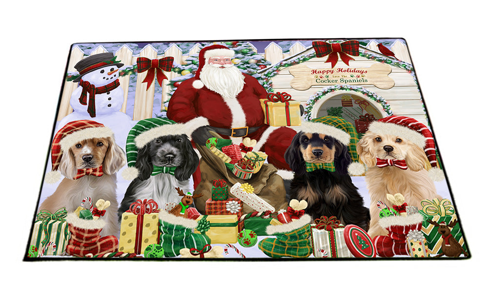 Christmas Dog House Cocker Spaniels Dog Floormat FLMS51864