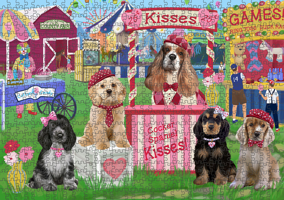 Carnival Kissing Booth Cocker Spaniels Dog Puzzle with Photo Tin PUZL91524