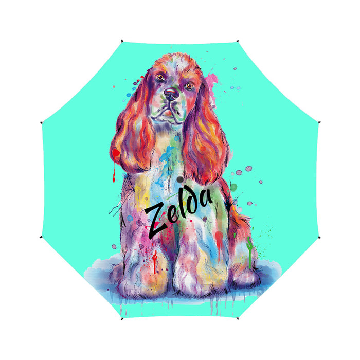 Custom Pet Name Personalized Watercolor Cocker Spaniel DogSemi-Automatic Foldable Umbrella