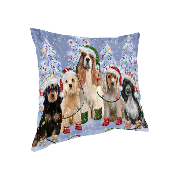 Christmas Lights and Cocker Spaniel Dogs Pillow with Top Quality High-Resolution Images - Ultra Soft Pet Pillows for Sleeping - Reversible & Comfort - Ideal Gift for Dog Lover - Cushion for Sofa Couch Bed - 100% Polyester