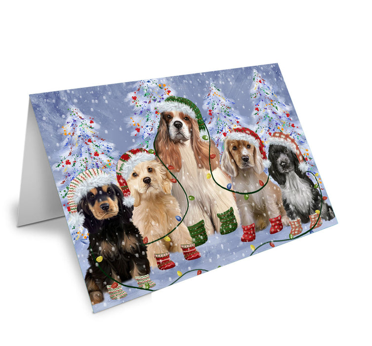 Christmas Lights and Cocker Spaniel Dogs Handmade Artwork Assorted Pets Greeting Cards and Note Cards with Envelopes for All Occasions and Holiday Seasons