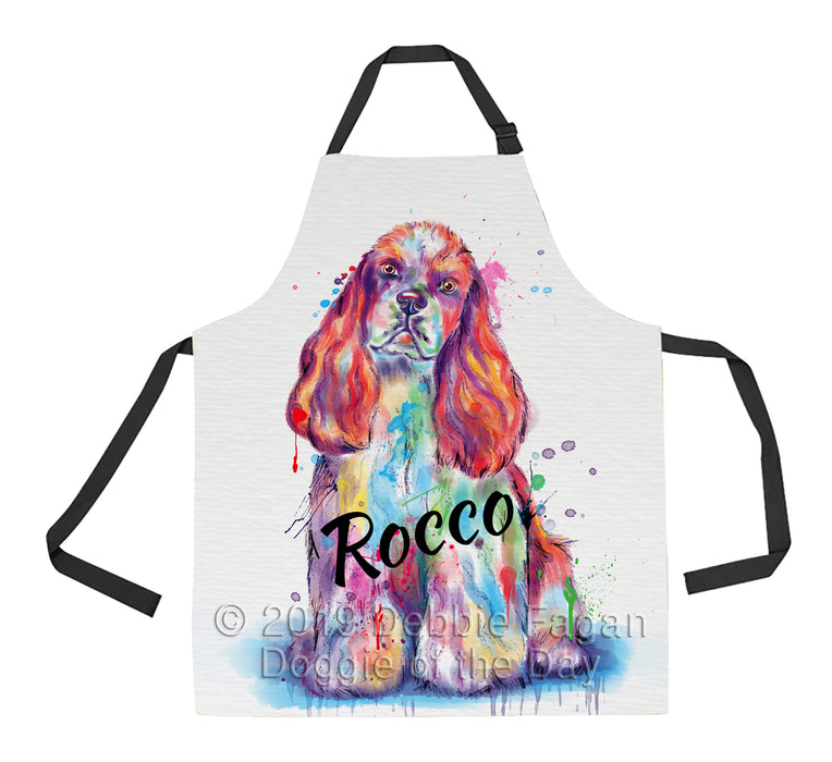 Custom Pet Name Personalized Watercolor Cocker Spaniel Dog Apron