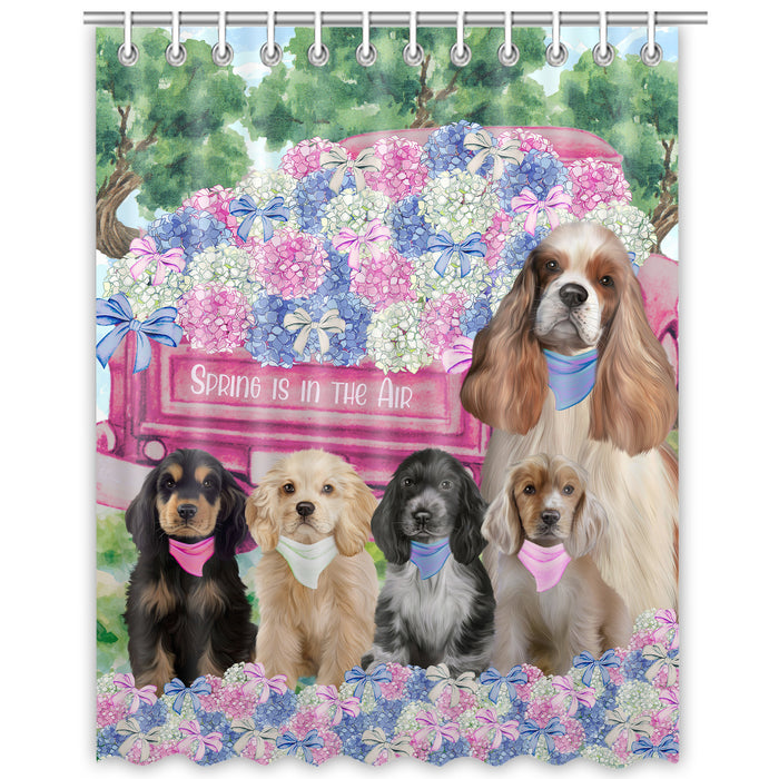 Cocker Spaniel Shower Curtain, Personalized Bathtub Curtains for Bathroom Decor with Hooks, Explore a Variety of Designs, Custom, Pet Gift for Dog Lovers