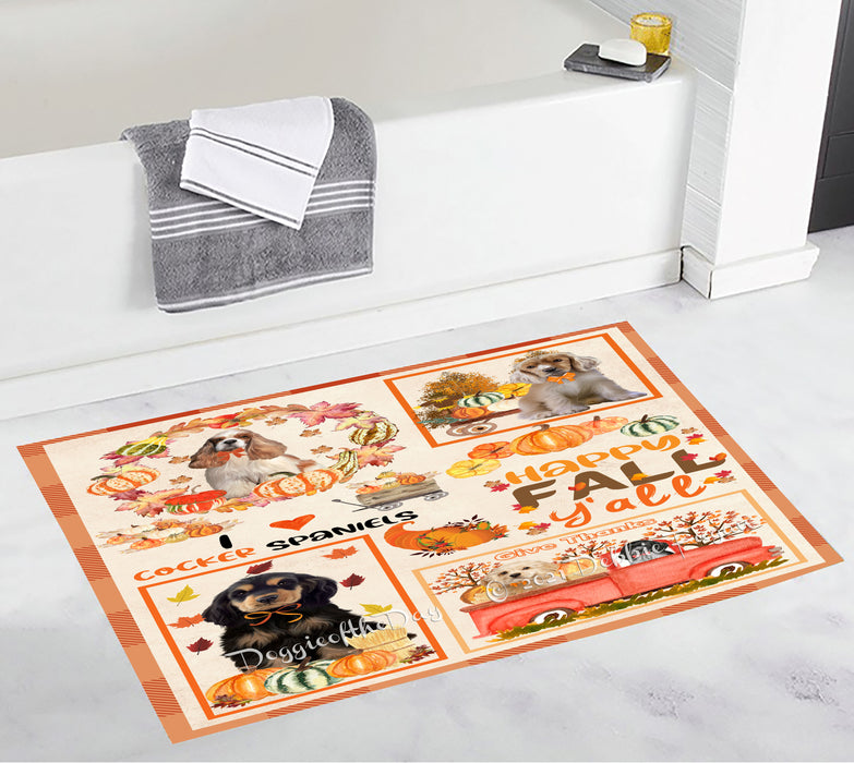 Happy Fall Y'all Pumpkin Cocker Spaniel Dogs Bathroom Rugs with Non Slip Soft Bath Mat for Tub BRUG55168