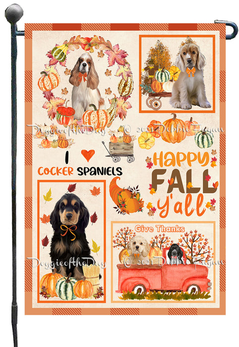Happy Fall Y'all Pumpkin Cocker Spaniel Dogs Garden Flags- Outdoor Double Sided Garden Yard Porch Lawn Spring Decorative Vertical Home Flags 12 1/2"w x 18"h