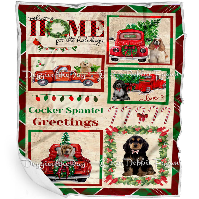 Welcome Home for Christmas Holidays Cocker Spaniel Dogs Blanket BLNKT71936