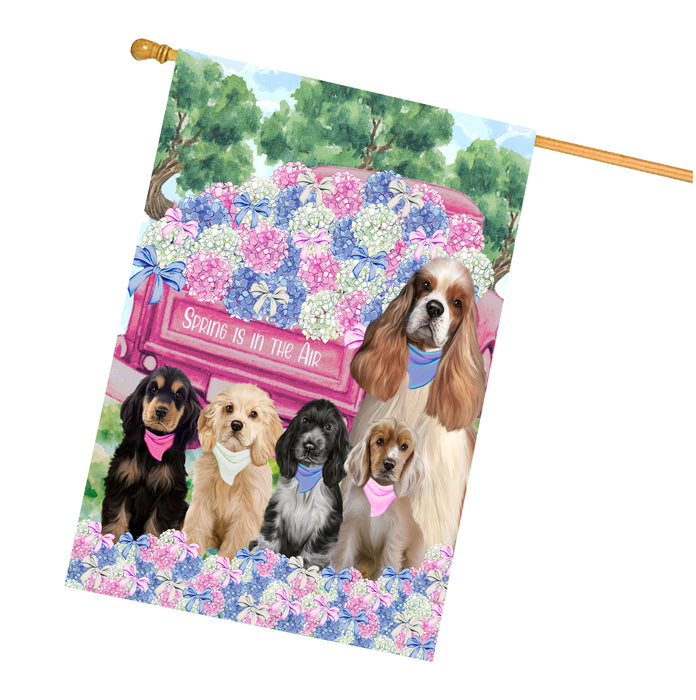 Cocker Spaniel Dogs House Flag: Explore a Variety of Personalized Designs, Double-Sided, Weather Resistant, Custom, Home Outside Yard Decor for Dog and Pet Lovers