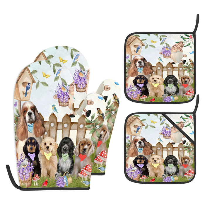 Cocker Spaniel Oven Mitts and Pot Holder Set: Kitchen Gloves for Cooking with Potholders, Custom, Personalized, Explore a Variety of Designs, Dog Lovers Gift