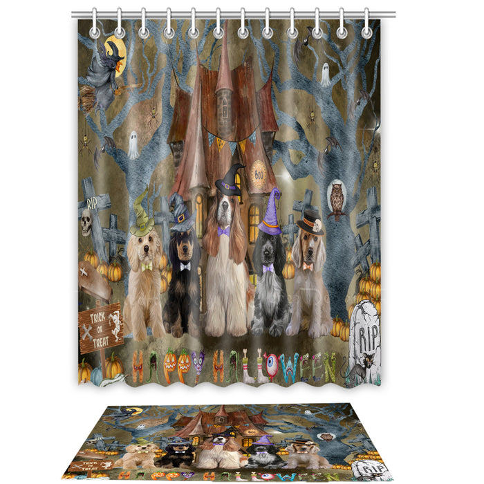 Cocker Spaniel Shower Curtain with Bath Mat Combo: Curtains with hooks and Rug Set Bathroom Decor, Custom, Explore a Variety of Designs, Personalized, Pet Gift for Dog Lovers