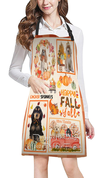 Happy Fall Y'all Pumpkin Cocker Spaniel Dogs Cooking Kitchen Adjustable Apron Apron49203