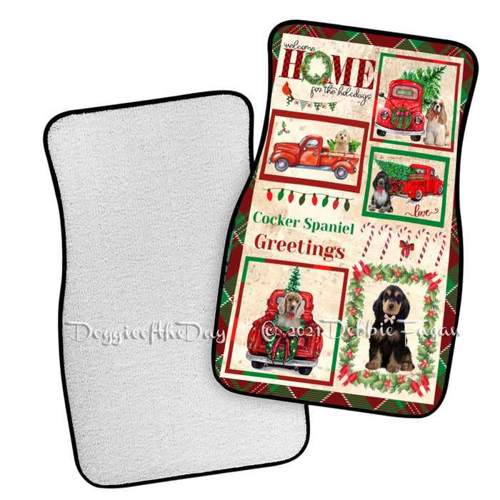 Welcome Home for Christmas Holidays Cocker Spaniel Dogs Polyester Anti-Slip Vehicle Carpet Car Floor Mats CFM48340