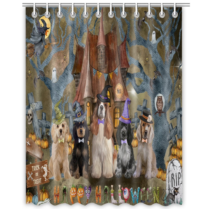 Cocker Spaniel Shower Curtain: Explore a Variety of Designs, Halloween Bathtub Curtains for Bathroom with Hooks, Personalized, Custom, Gift for Pet and Dog Lovers