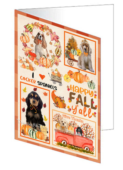 Happy Fall Y'all Pumpkin Cocker Spaniel Dogs Handmade Artwork Assorted Pets Greeting Cards and Note Cards with Envelopes for All Occasions and Holiday Seasons GCD76982