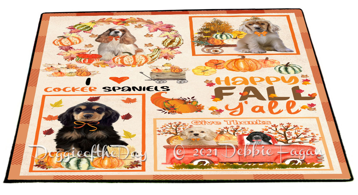 Happy Fall Y'all Pumpkin Cocker Spaniel Dogs Indoor/Outdoor Welcome Floormat - Premium Quality Washable Anti-Slip Doormat Rug FLMS58609