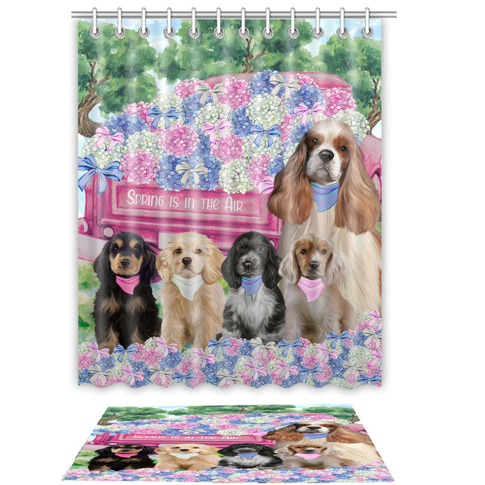Cocker Spaniel Shower Curtain & Bath Mat Set - Explore a Variety of Personalized Designs - Custom Rug and Curtains with hooks for Bathroom Decor - Pet and Dog Lovers Gift