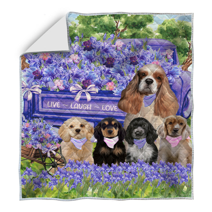 Cocker Spaniel Bed Quilt, Explore a Variety of Designs, Personalized, Custom, Bedding Coverlet Quilted, Pet and Dog Lovers Gift