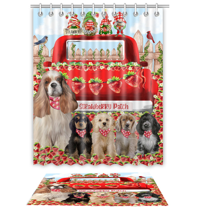 Cocker Spaniel Shower Curtain & Bath Mat Set, Custom, Explore a Variety of Designs, Personalized, Curtains with hooks and Rug Bathroom Decor, Halloween Gift for Dog Lovers